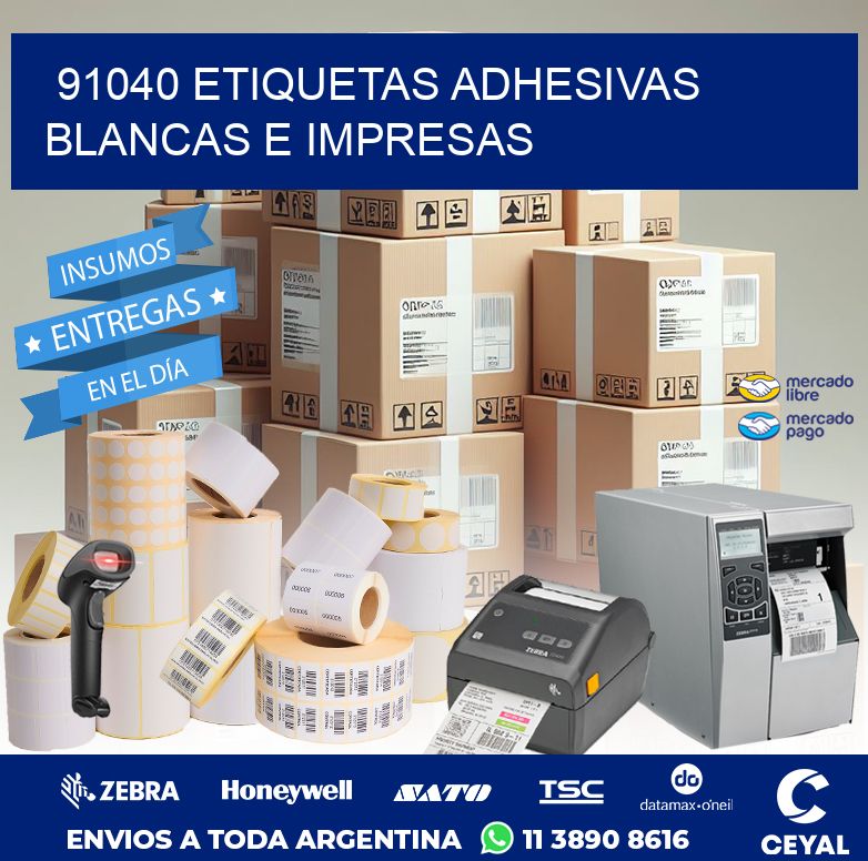 91040 ETIQUETAS ADHESIVAS BLANCAS E IMPRESAS