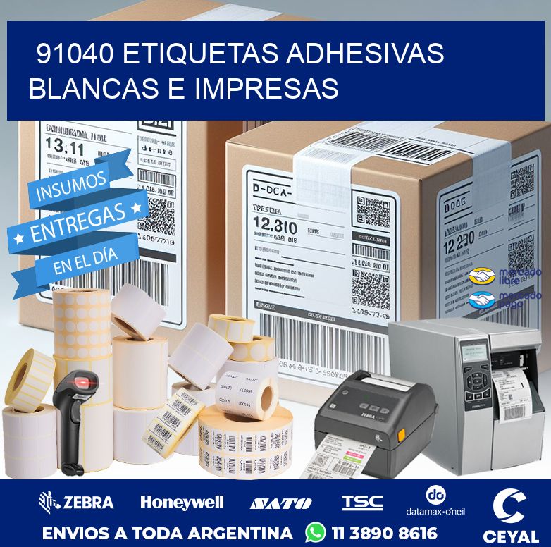 91040 ETIQUETAS ADHESIVAS BLANCAS E IMPRESAS