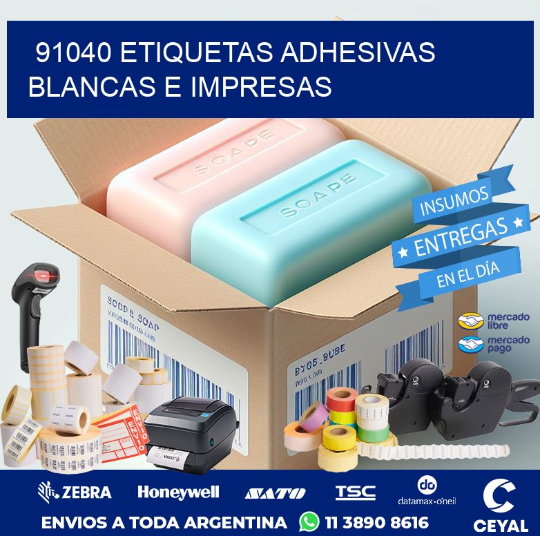 91040 ETIQUETAS ADHESIVAS BLANCAS E IMPRESAS