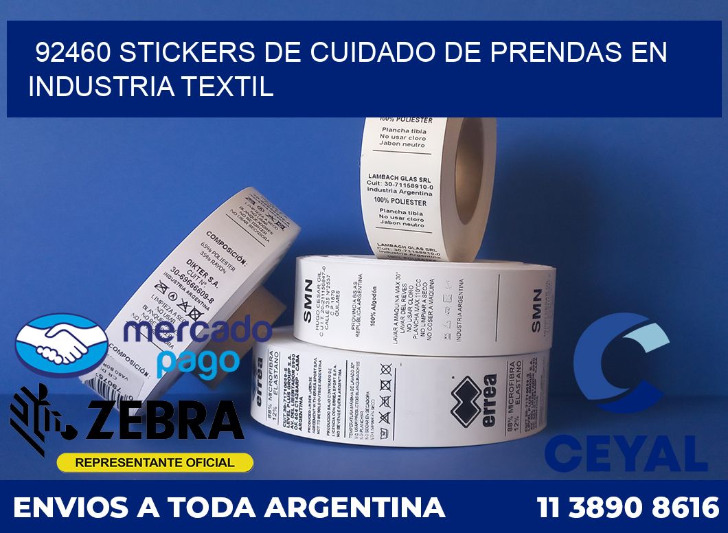 92460 STICKERS DE CUIDADO DE PRENDAS EN INDUSTRIA TEXTIL