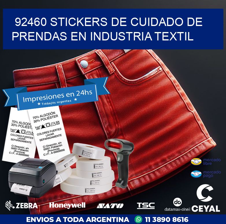 92460 STICKERS DE CUIDADO DE PRENDAS EN INDUSTRIA TEXTIL