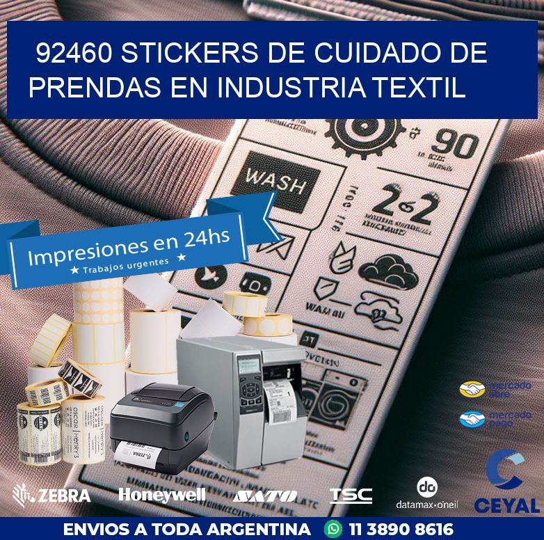 92460 STICKERS DE CUIDADO DE PRENDAS EN INDUSTRIA TEXTIL