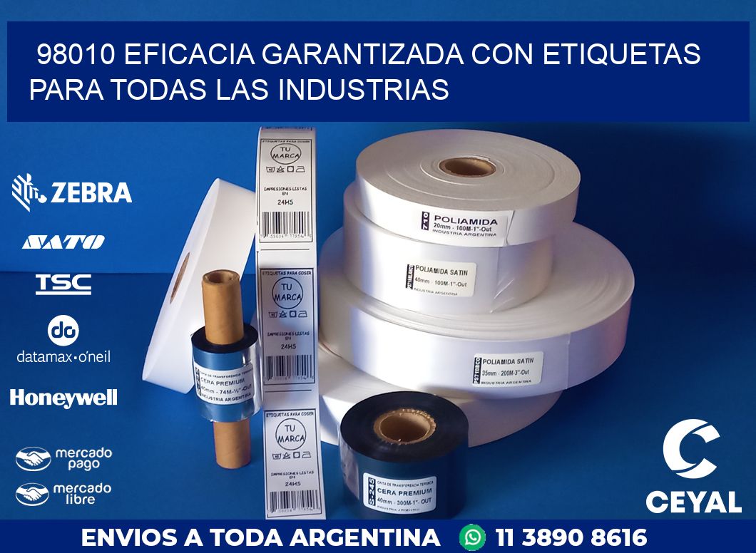 98010 EFICACIA GARANTIZADA CON ETIQUETAS PARA TODAS LAS INDUSTRIAS