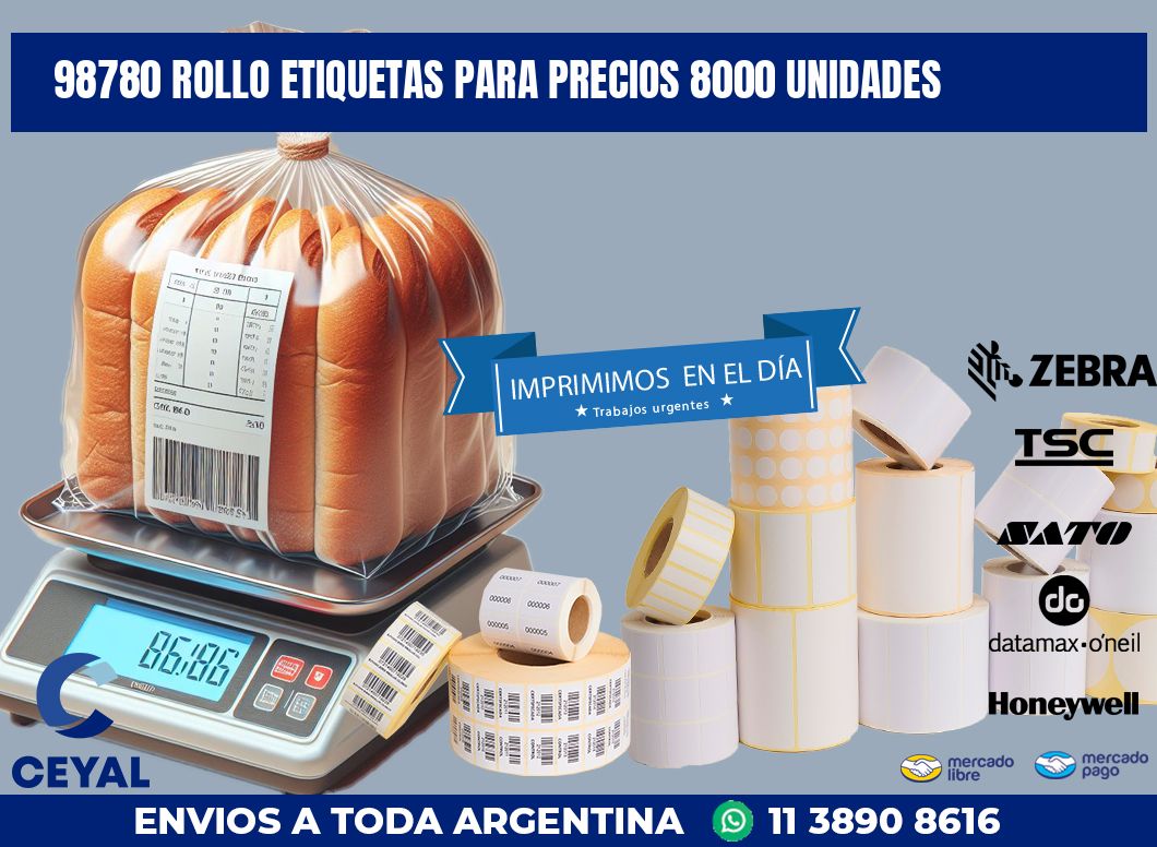98780 ROLLO ETIQUETAS PARA PRECIOS 8000 UNIDADES