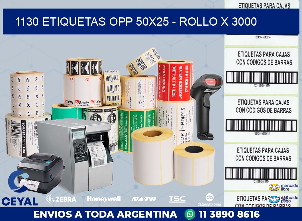 1130 ETIQUETAS OPP 50X25 – ROLLO X 3000