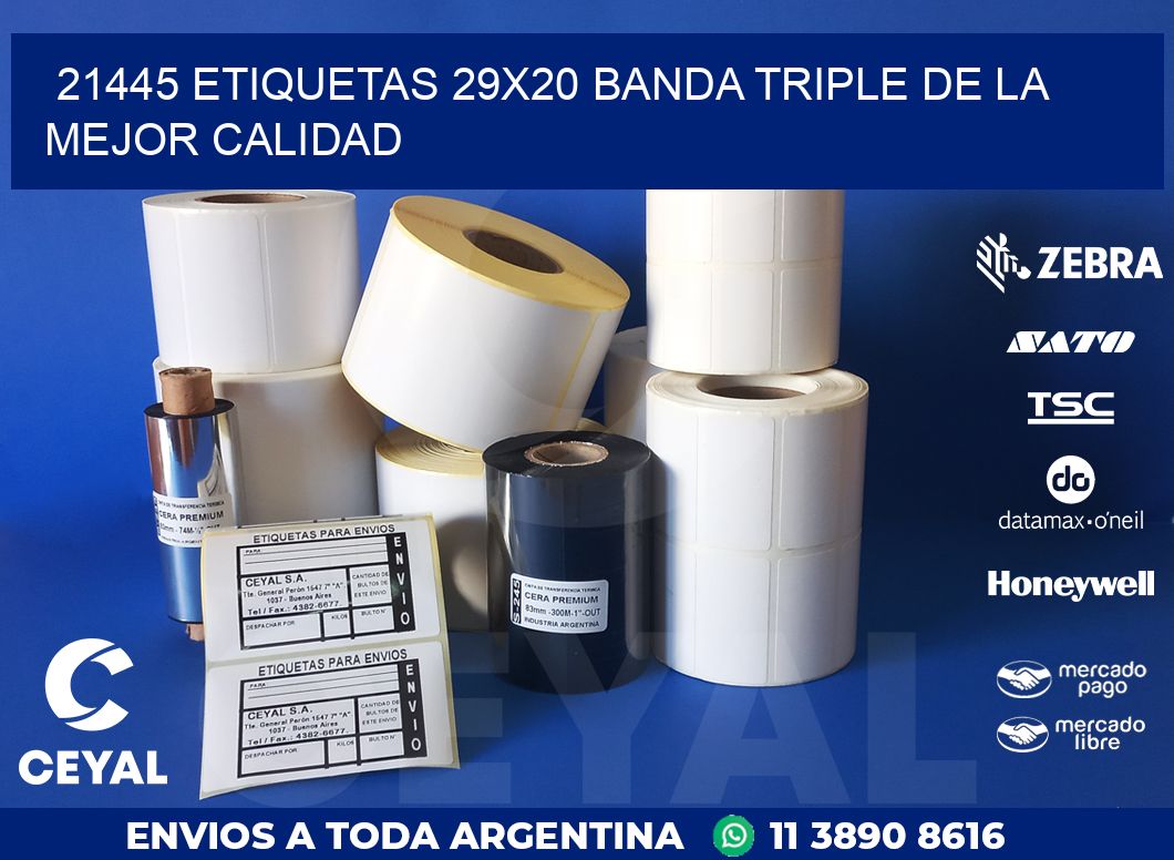 21445 ETIQUETAS 29X20 BANDA TRIPLE DE LA MEJOR CALIDAD