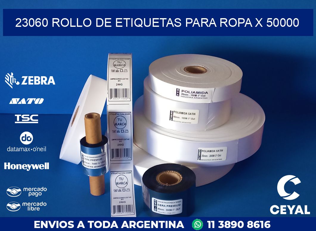 23060 ROLLO DE ETIQUETAS PARA ROPA X 50000