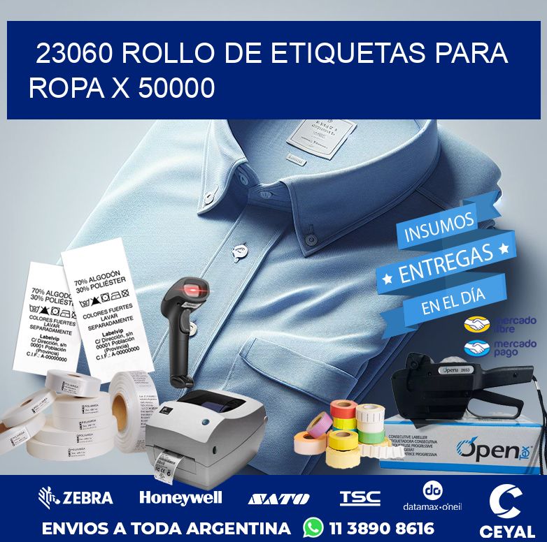 23060 ROLLO DE ETIQUETAS PARA ROPA X 50000