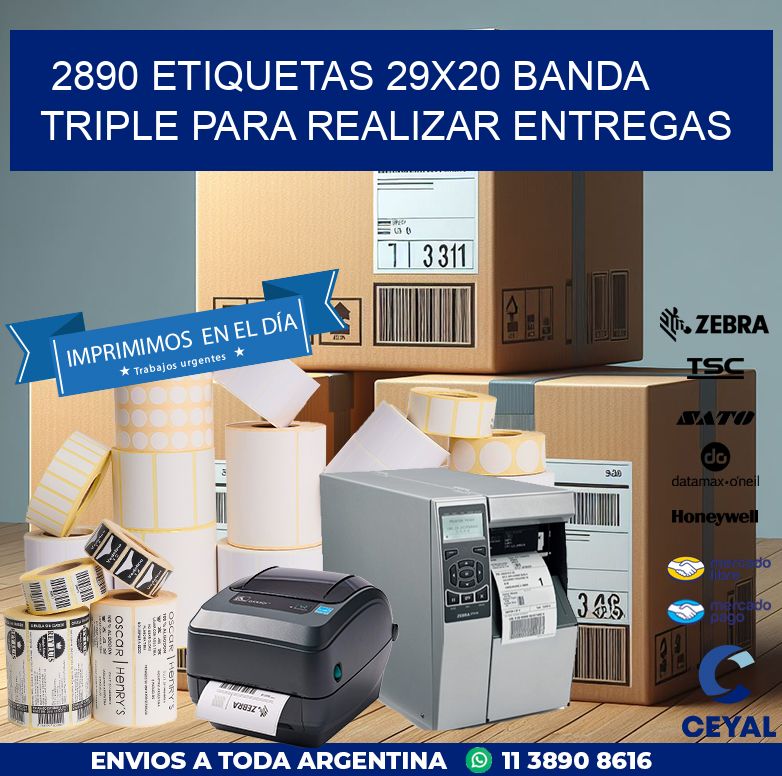 2890 ETIQUETAS 29X20 BANDA TRIPLE PARA REALIZAR ENTREGAS