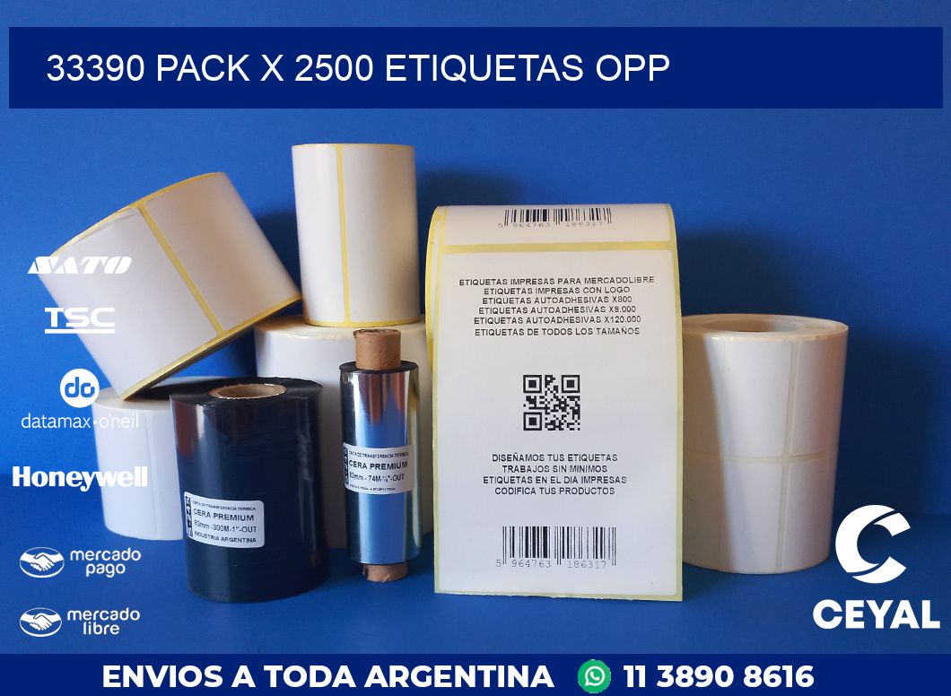 33390 PACK X 2500 ETIQUETAS OPP