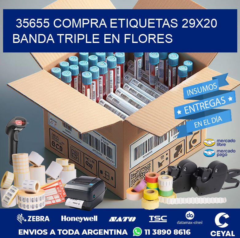 35655 COMPRA ETIQUETAS 29X20 BANDA TRIPLE EN FLORES