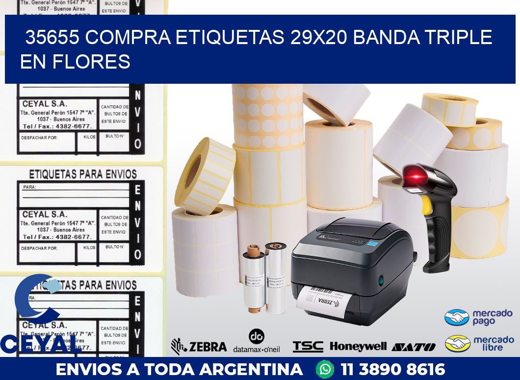 35655 COMPRA ETIQUETAS 29X20 BANDA TRIPLE EN FLORES