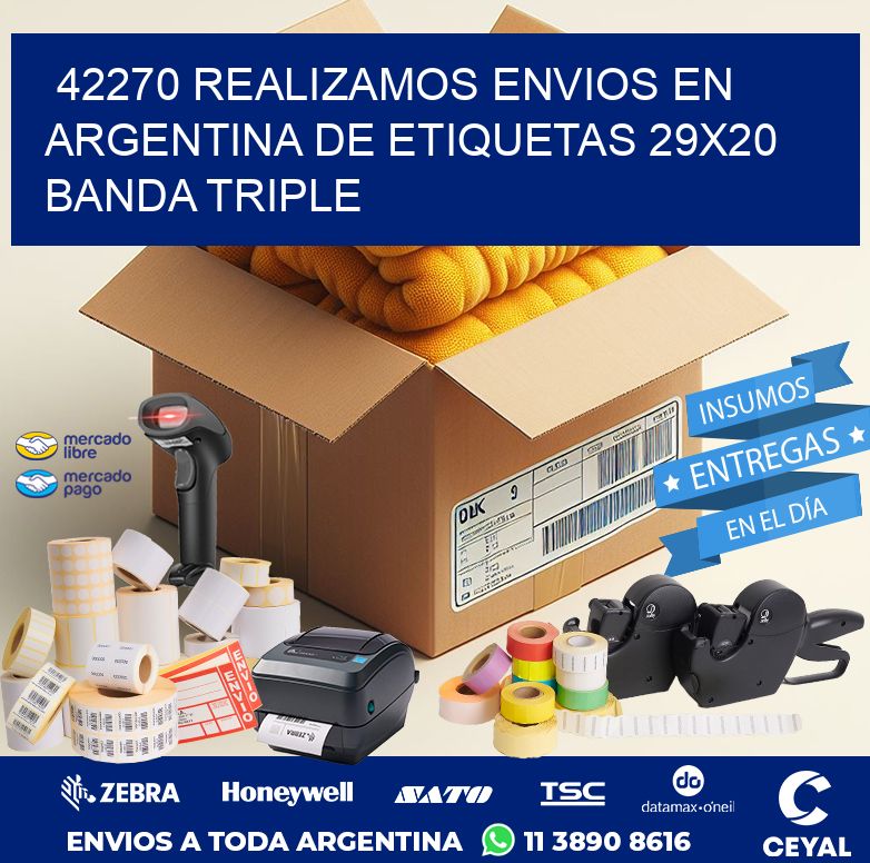 42270 REALIZAMOS ENVIOS EN ARGENTINA DE ETIQUETAS 29X20 BANDA TRIPLE