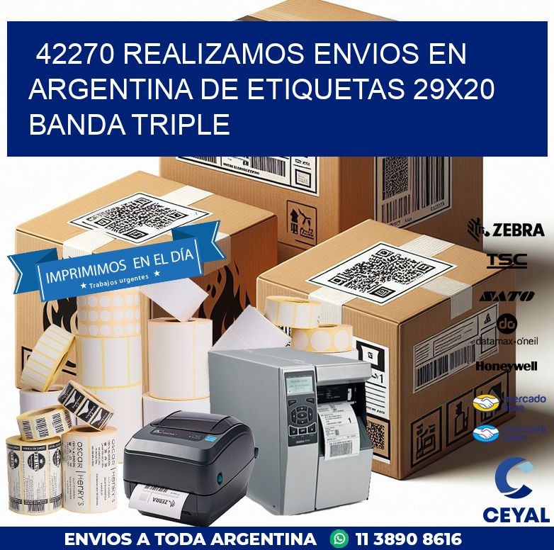 42270 REALIZAMOS ENVIOS EN ARGENTINA DE ETIQUETAS 29X20 BANDA TRIPLE