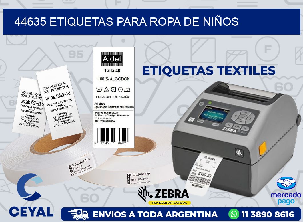44635 ETIQUETAS PARA ROPA DE NIÑOS