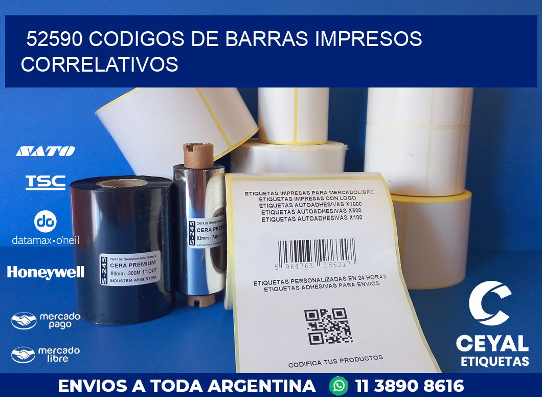 52590 codigos de barras impresos correlativos