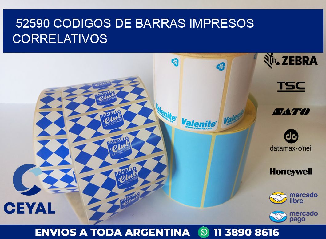 52590 codigos de barras impresos correlativos