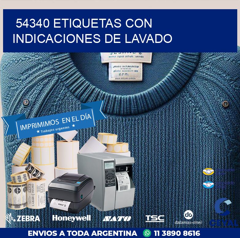 54340 ETIQUETAS CON INDICACIONES DE LAVADO