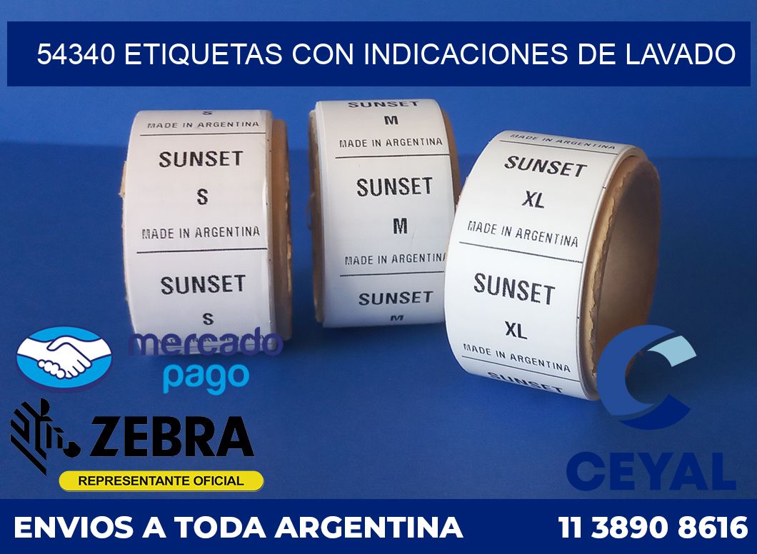 54340 ETIQUETAS CON INDICACIONES DE LAVADO
