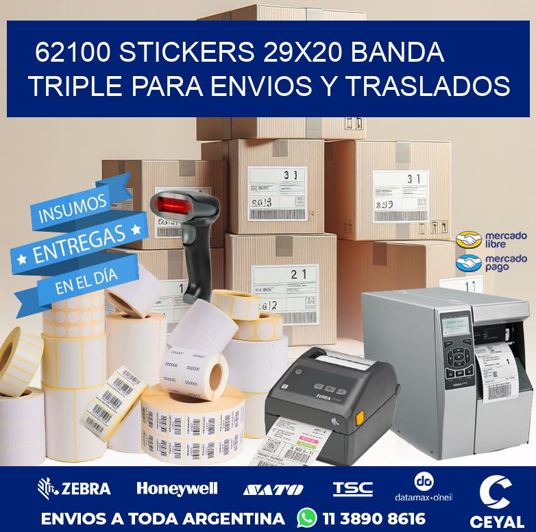 62100 STICKERS 29X20 BANDA TRIPLE PARA ENVIOS Y TRASLADOS