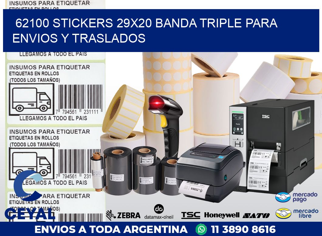62100 STICKERS 29X20 BANDA TRIPLE PARA ENVIOS Y TRASLADOS