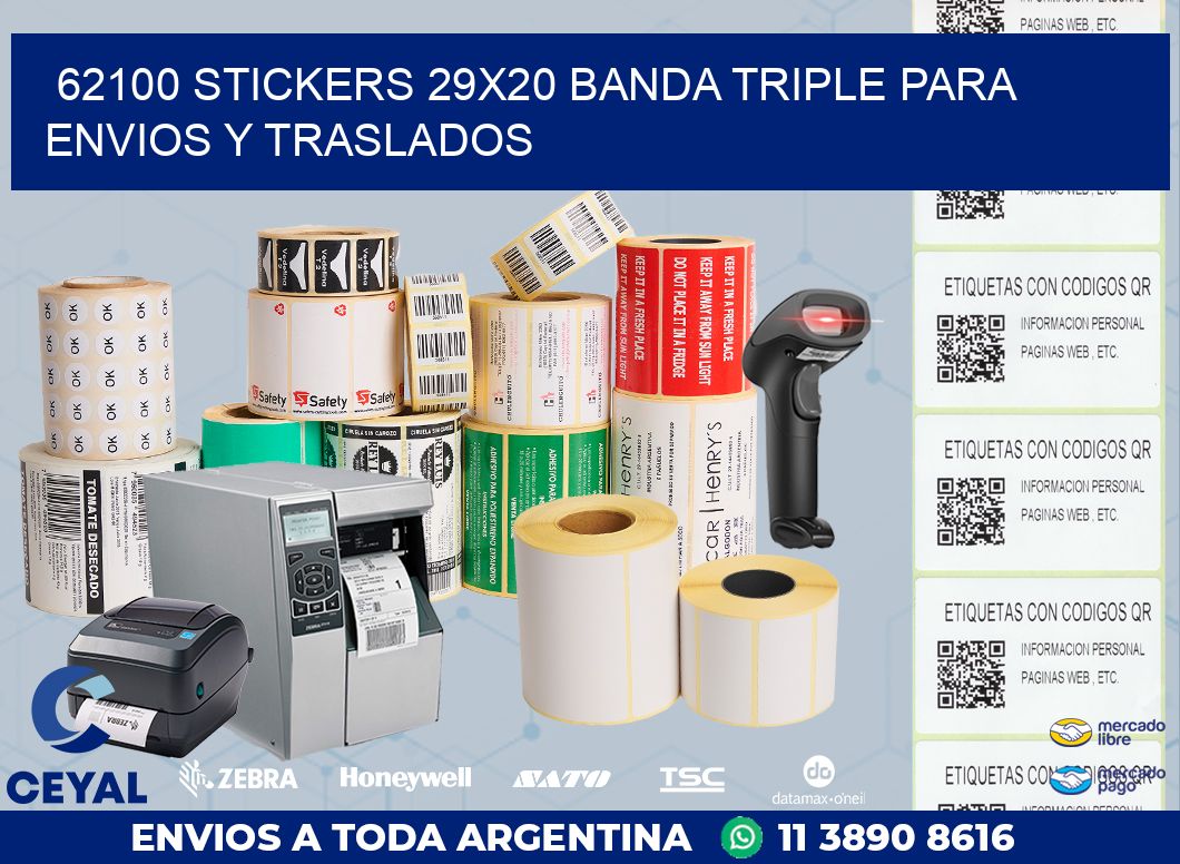 62100 STICKERS 29X20 BANDA TRIPLE PARA ENVIOS Y TRASLADOS