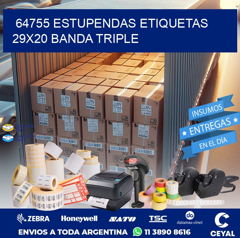 64755 ESTUPENDAS ETIQUETAS 29X20 BANDA TRIPLE