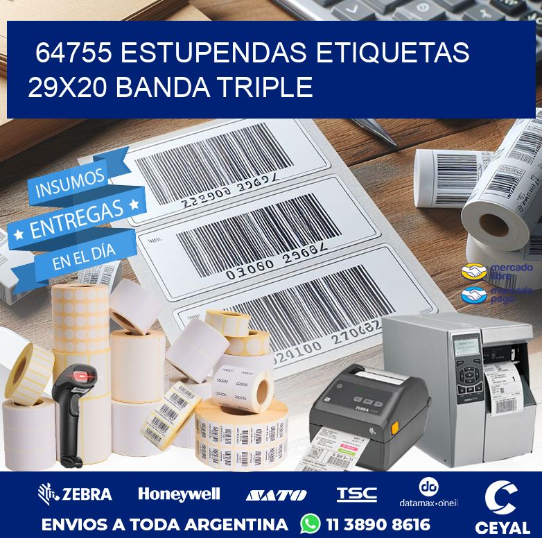 64755 ESTUPENDAS ETIQUETAS 29X20 BANDA TRIPLE