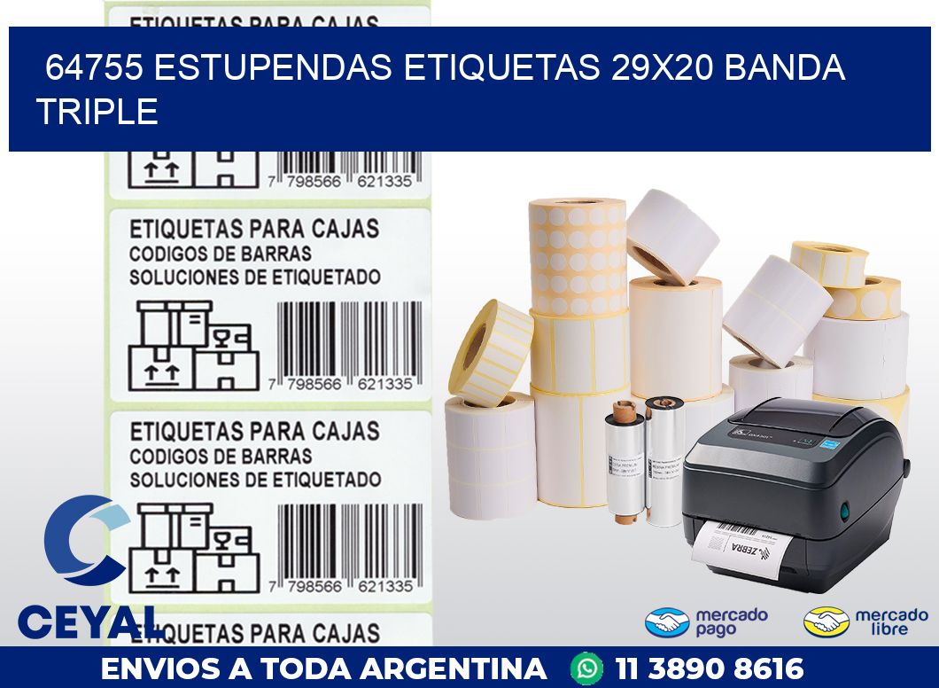 64755 ESTUPENDAS ETIQUETAS 29X20 BANDA TRIPLE