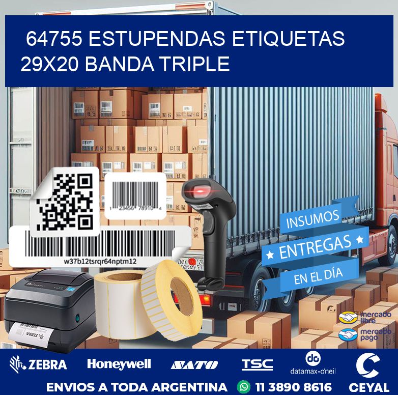 64755 ESTUPENDAS ETIQUETAS 29X20 BANDA TRIPLE