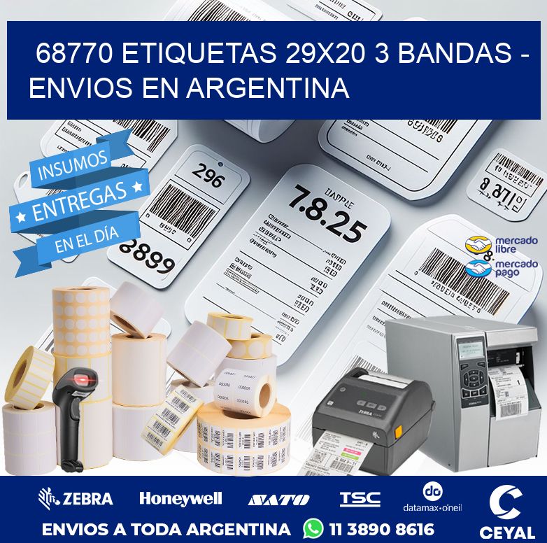 68770 ETIQUETAS 29X20 3 BANDAS - ENVIOS EN ARGENTINA