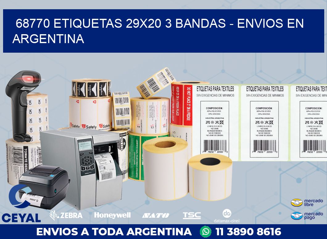 68770 ETIQUETAS 29X20 3 BANDAS - ENVIOS EN ARGENTINA