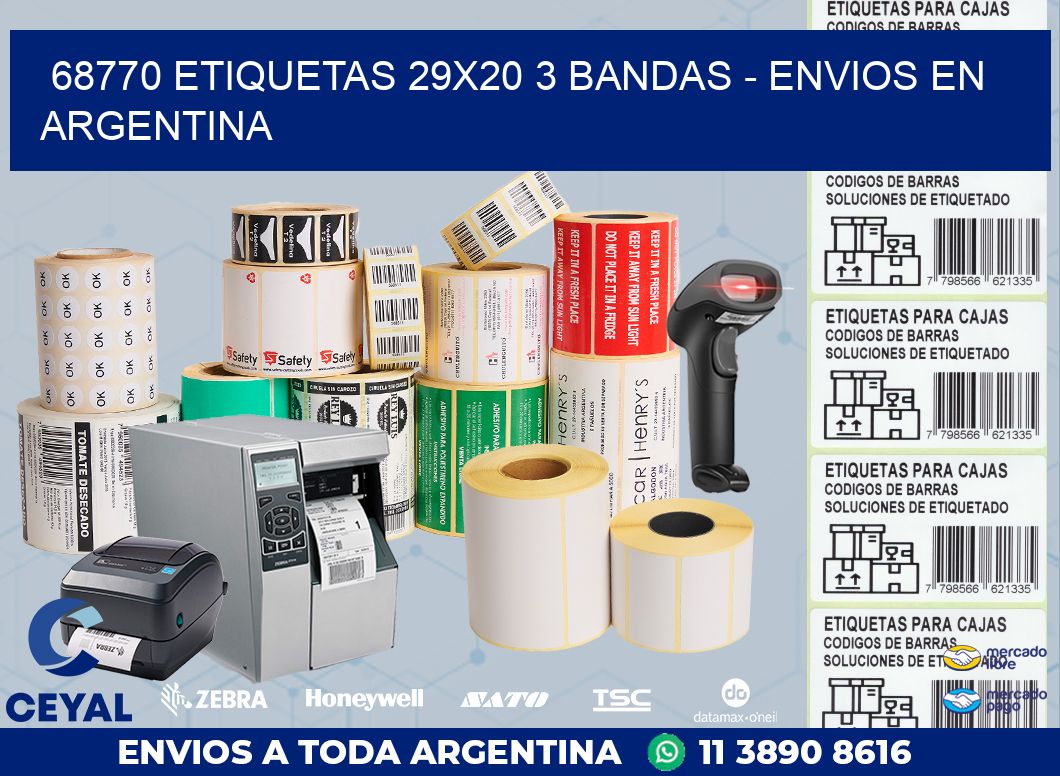 68770 ETIQUETAS 29X20 3 BANDAS - ENVIOS EN ARGENTINA