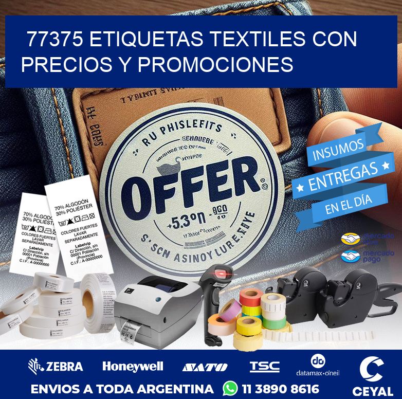 77375 ETIQUETAS TEXTILES CON PRECIOS Y PROMOCIONES