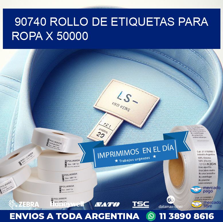 90740 ROLLO DE ETIQUETAS PARA ROPA X 50000