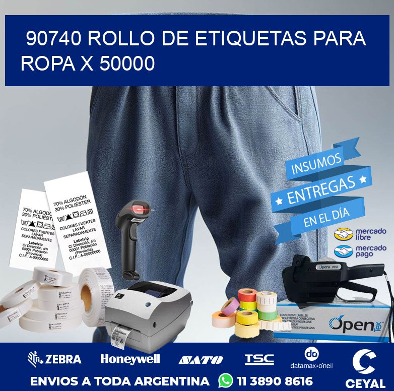 90740 ROLLO DE ETIQUETAS PARA ROPA X 50000
