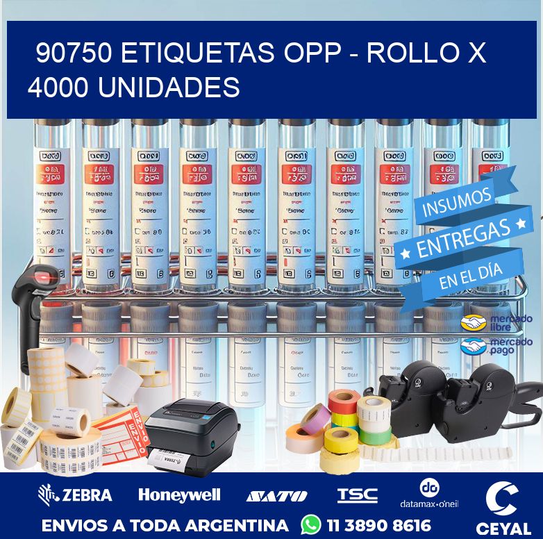 90750 ETIQUETAS OPP - ROLLO X 4000 UNIDADES