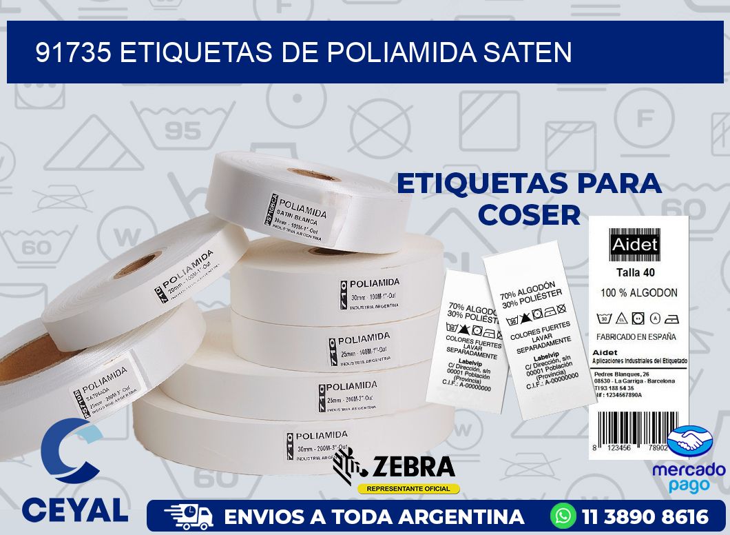 91735 ETIQUETAS DE POLIAMIDA SATEN