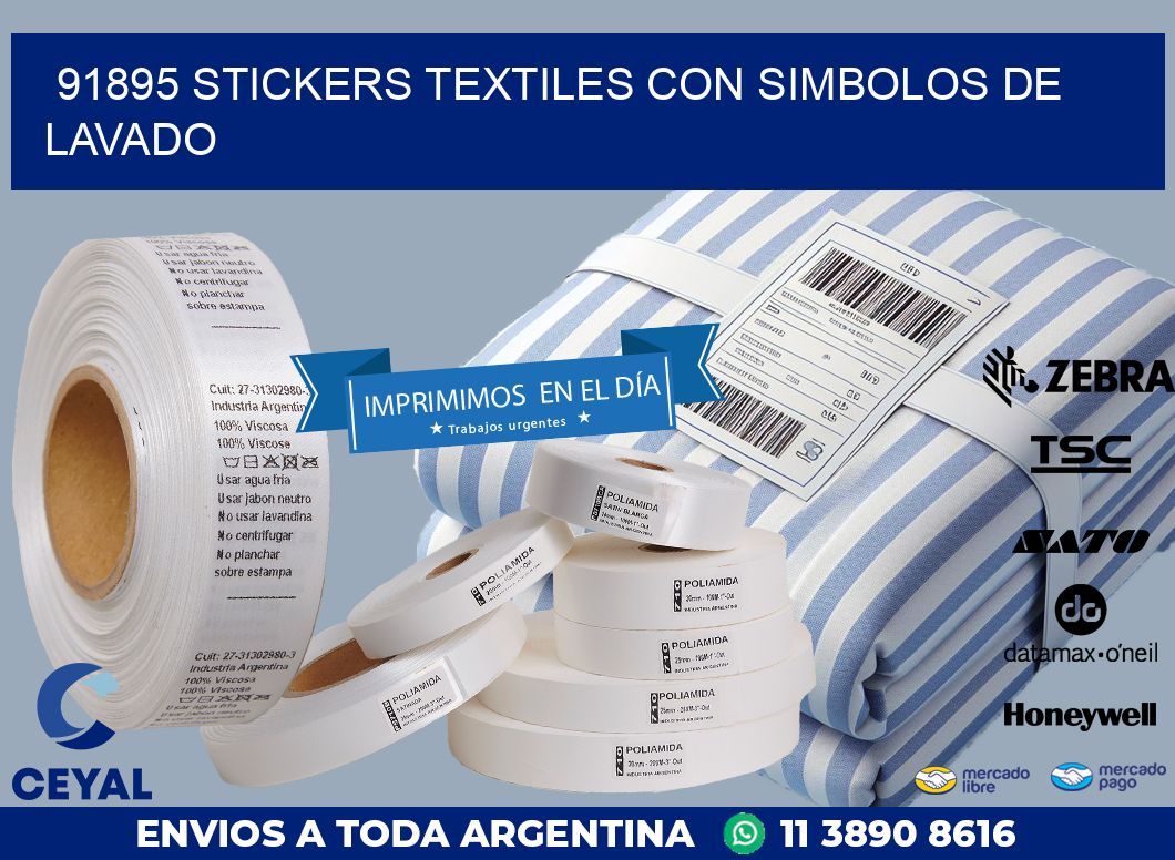 91895 STICKERS TEXTILES CON SIMBOLOS DE LAVADO