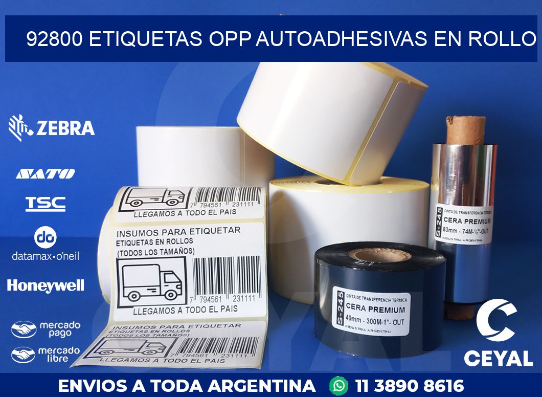 92800 ETIQUETAS OPP AUTOADHESIVAS EN ROLLO