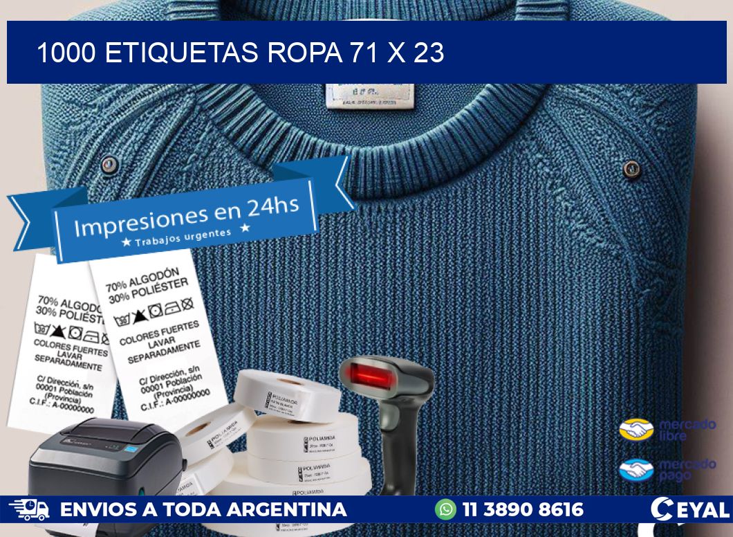 1000 ETIQUETAS ROPA 71 x 23