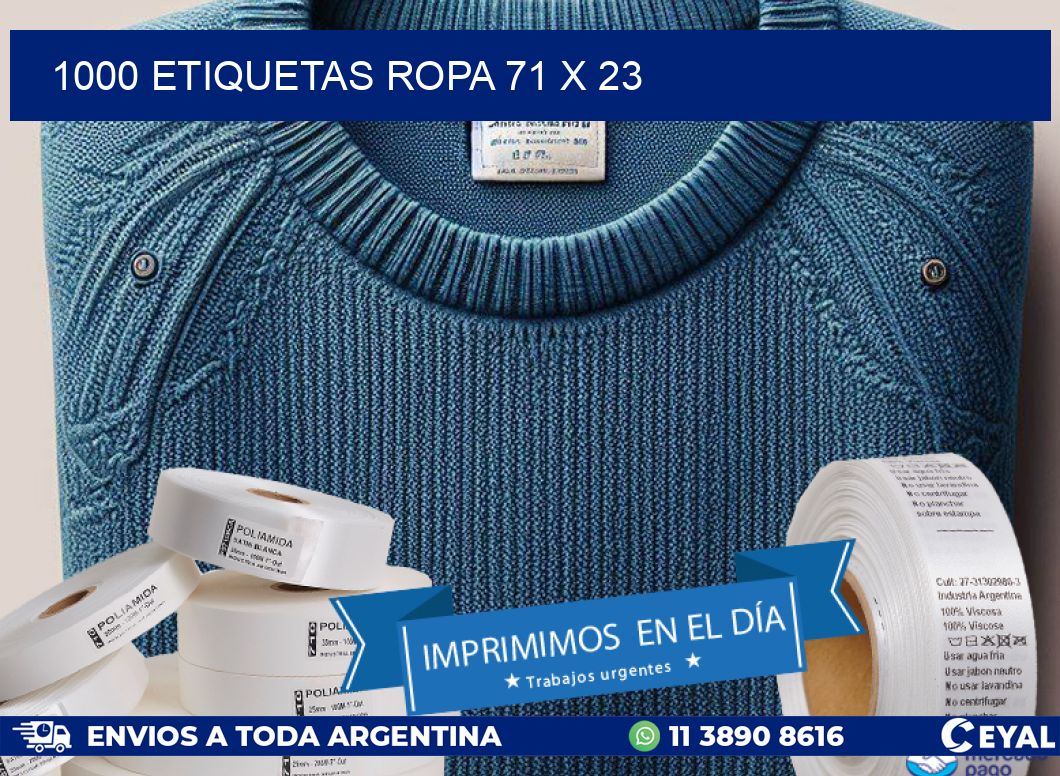 1000 ETIQUETAS ROPA 71 x 23