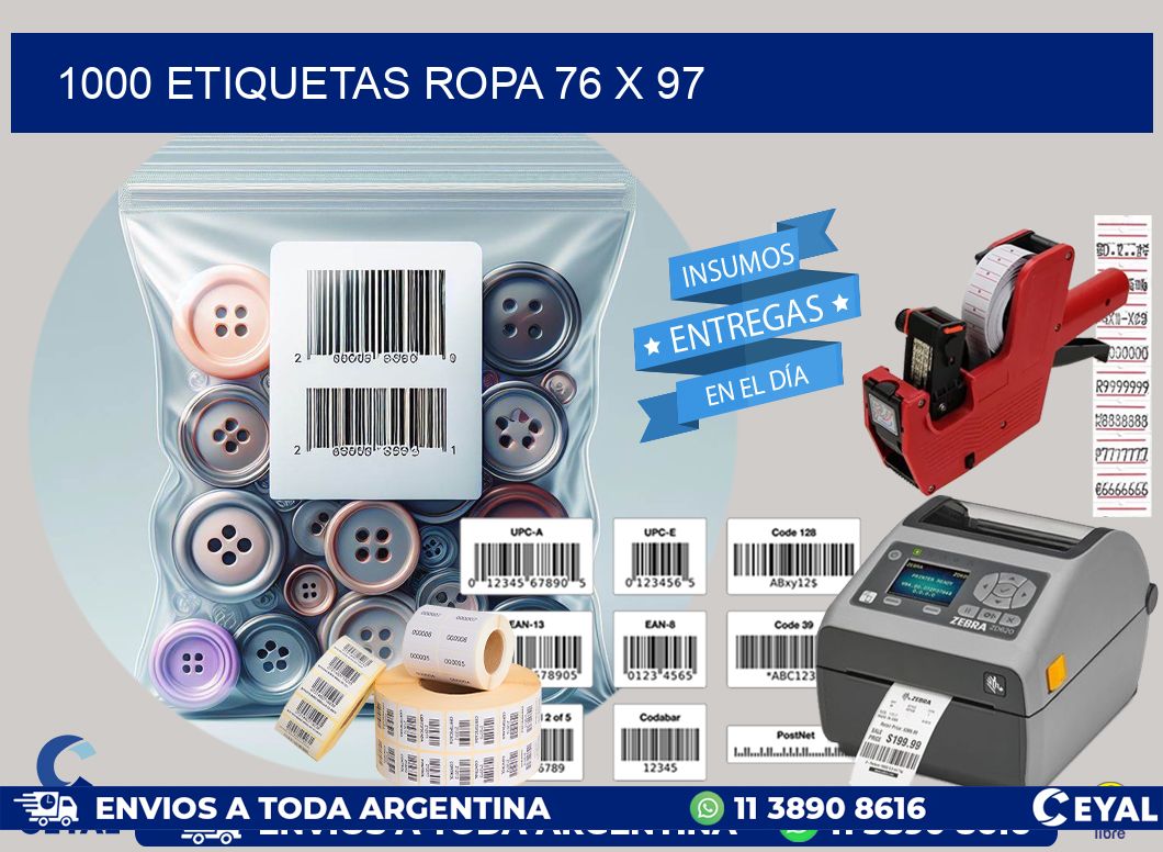 1000 ETIQUETAS ROPA 76 x 97