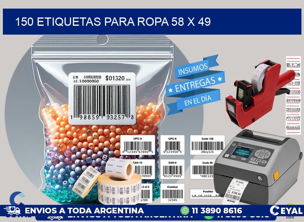 150 ETIQUETAS PARA ROPA 58 x 49
