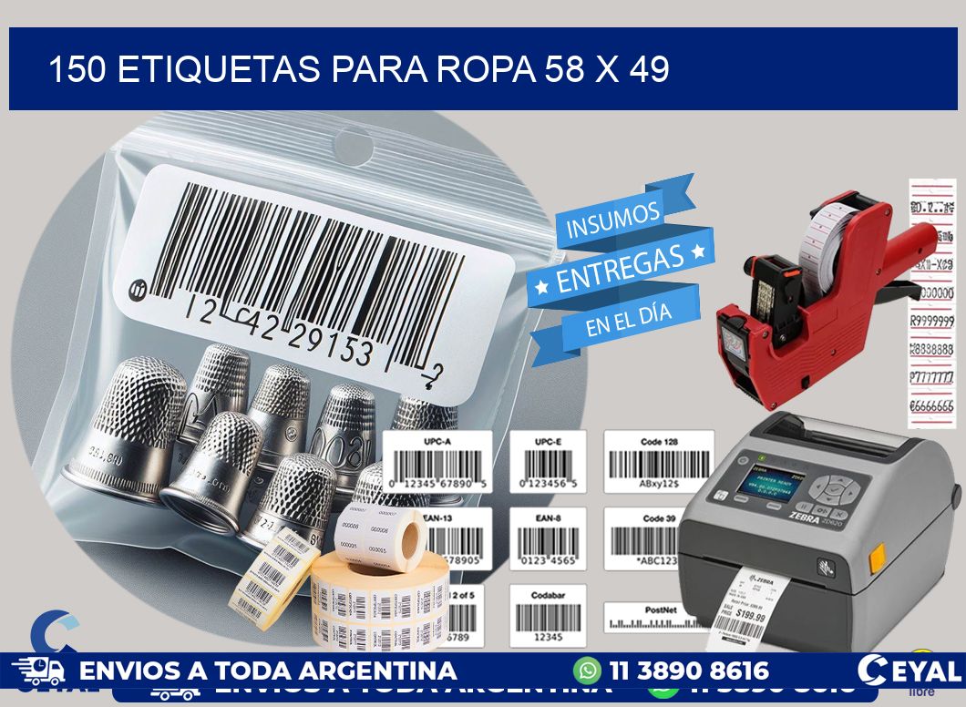 150 ETIQUETAS PARA ROPA 58 x 49
