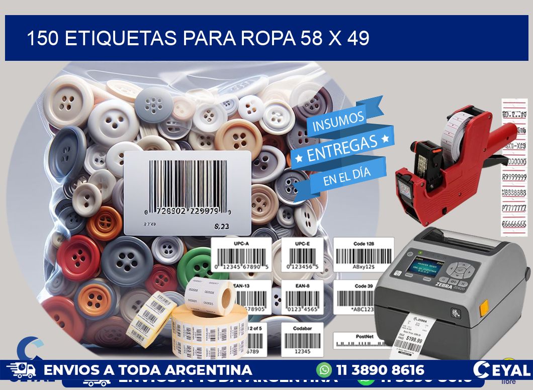 150 ETIQUETAS PARA ROPA 58 x 49
