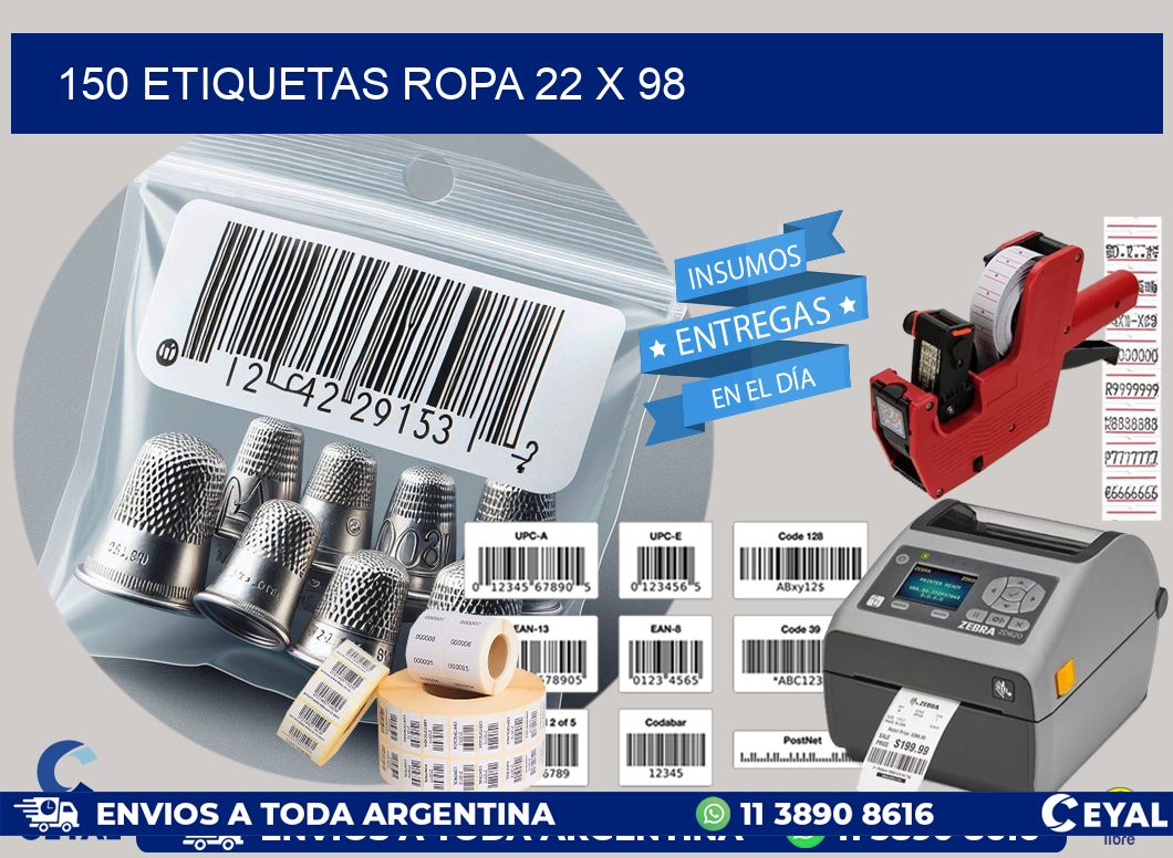 150 ETIQUETAS ROPA 22 x 98