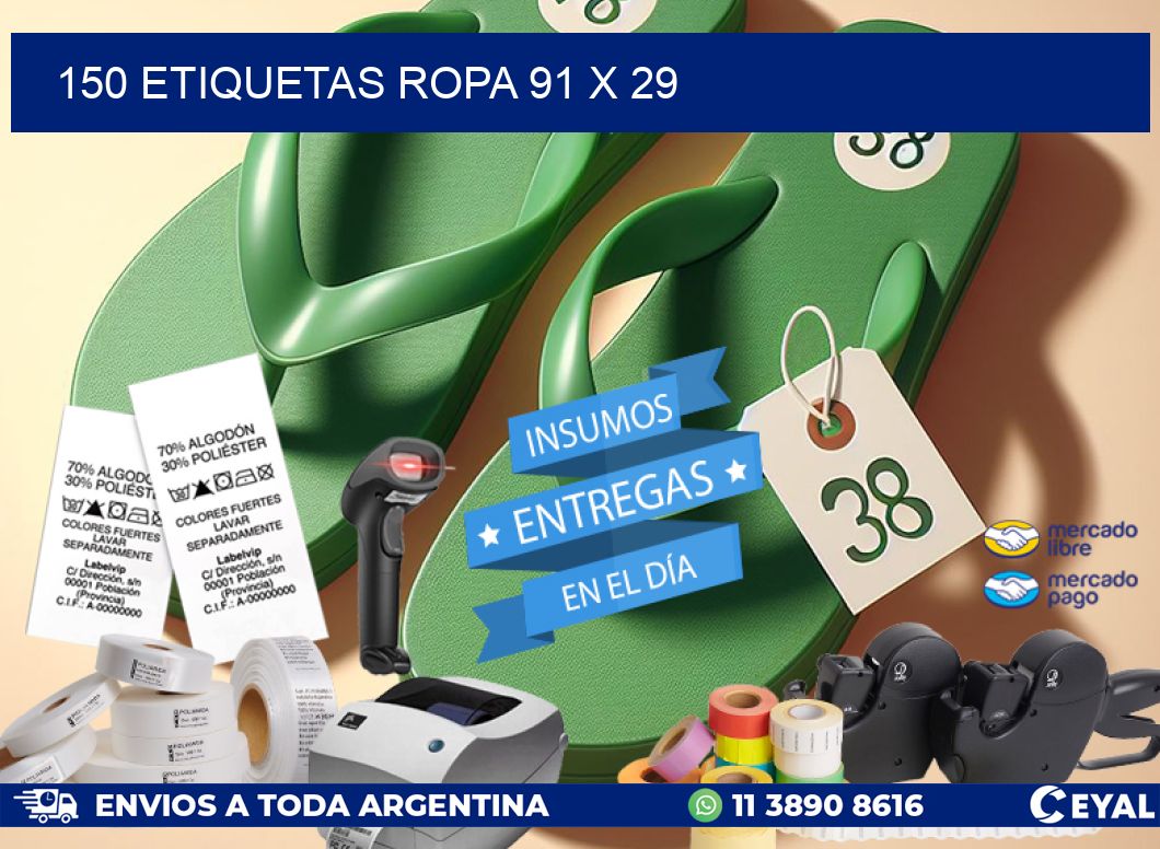 150 ETIQUETAS ROPA 91 x 29