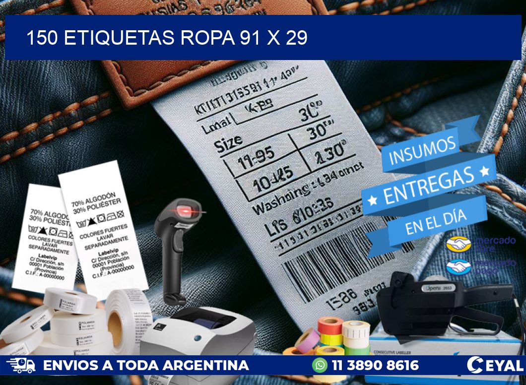 150 ETIQUETAS ROPA 91 x 29
