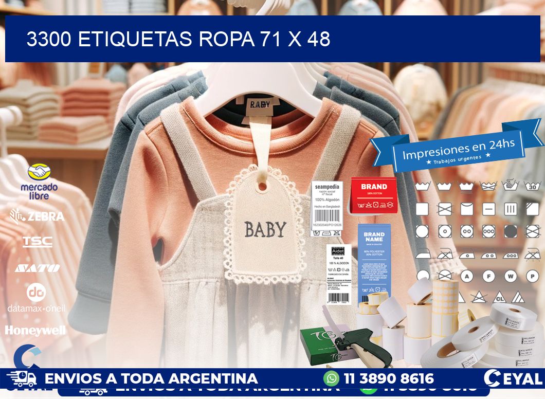 3300 ETIQUETAS ROPA 71 x 48